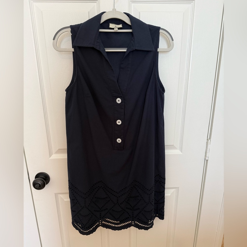 Tuckernuck Navy Shirt Dress with Eyelet Trim